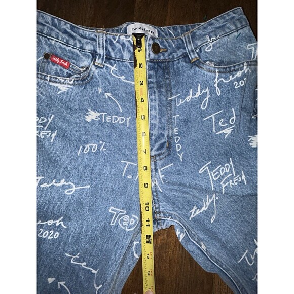 Teddy Fresh Womens Blue Signature Logo Print High Rise Jeans Size 26 - Picture 3 of 6